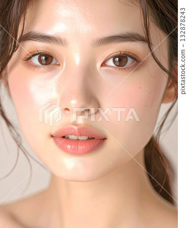 A Japanese woman with a translucent and radiant complexion, natural light portrait A Japanese woman with a translucent and radiant complexion, natural light portrait 132878243