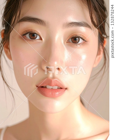 A Japanese woman with a translucent and radiant complexion, natural light portrait 132878244