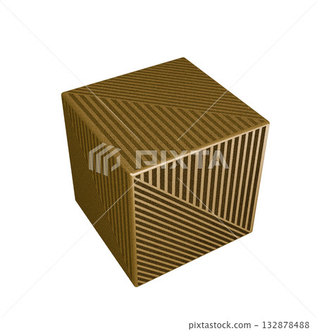 Patterned square metal box, gold, mystery 132878488
