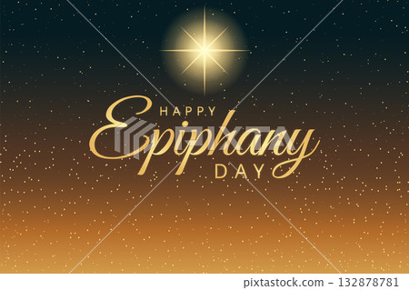 Happy Epiphany Day Star of Bethlehem Golden Celebration Background. 132878781