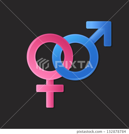 Intertwined Male Female Gender Symbols Relationship Concept. 132878784