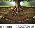 Tree with Cross-Section Root System 132878916