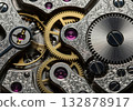 Macro shot of mechanical watch gears 132878917