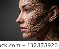 Artistic face with cracked texture 132878920