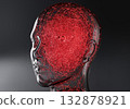 Glowing red neural network in glass head 132878921