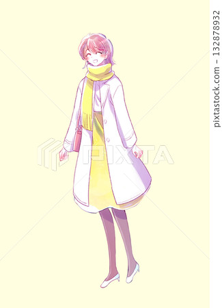 Woman going out, smiling, winter Woman going out, smiling, winter 132878932