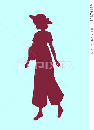 Women going out in summer pants silhouette 132879139