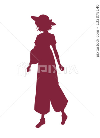 Women going out in summer pants silhouette 132879140