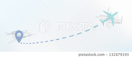 Travel destination concept. Dashed route with dots for destination.. 132879193