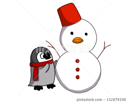 Illustration of cute snowman 132879198