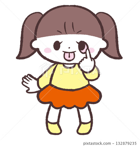 一幅女孩吐舌頭的插圖 132879235