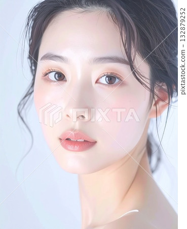 Young woman in soft light, beautiful skin and natural make-up 132879252