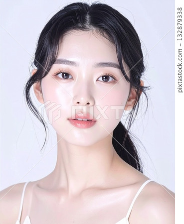 Young woman in soft light, beautiful skin and natural make-up 132879338