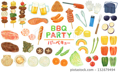 Illustration set of barbecue Illustration set of barbecue 132879494