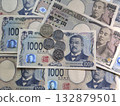 Close up of Japanese money and coin. 132879501