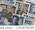 Close up of Japanese money and coin. 132879504