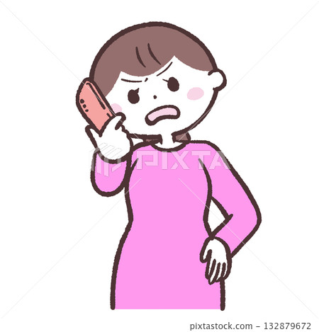 圖解:一位惱怒的女士正在用智慧型手機說話 圖解:一位惱怒的女士正在用智慧型手機說話 132879672