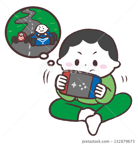 男孩玩遊戲的插圖 132879673