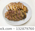 2 pieces of cut boiled pork 132879760