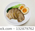 Braised pork and seasoned egg with bok choy 132879762