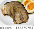 Braised pork and seasoned egg with bok choy, close-up 132879763