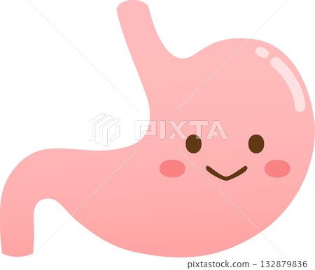 一張健康胃部的可愛插圖 132879836