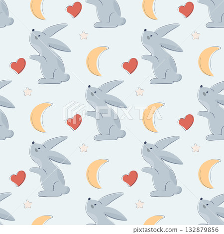 cute children pattern with rabbits cute children pattern with rabbits 132879856