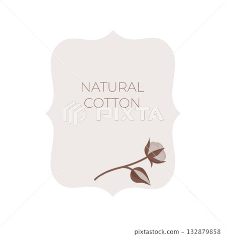 label with cotton flower 132879858