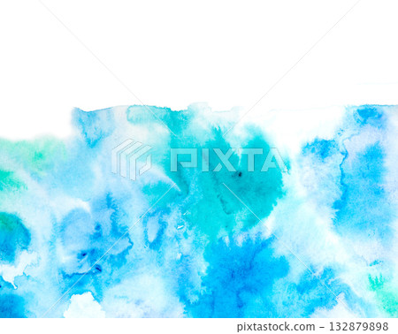 Real Hand Drawn Watercolor Blue and Green Wet Spots Background 132879898