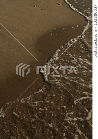 Beach Shoreline Sand Incoming Wave Water 132880037