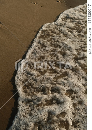 Beach Shoreline Sand Incoming Wave Water 132880047