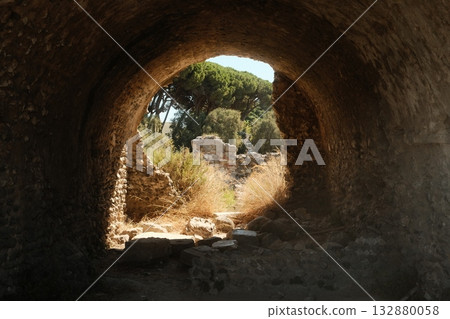 Ancient Stone Tunnel Kos Ruins 132880058