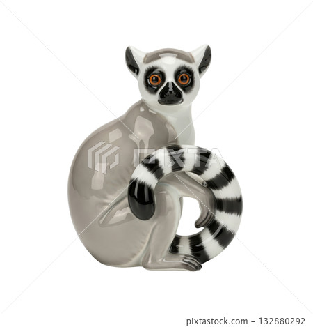 Porcelain ring-tailed lemur figurine a vintage wildlife statuette for home decoration 132880292