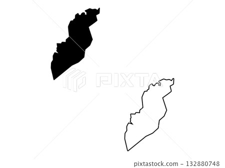 The unique peninsula territory of Qatar displayed with a solid black filled shape and a precise border outline 132880748