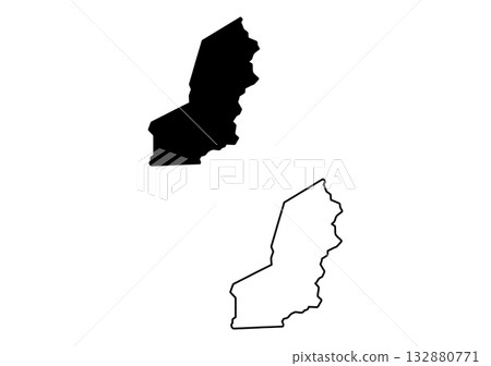 Stylized black silhouette and precise outline of the Chad country map displayed on white Stylized black silhouette and precise outline of the Chad country map displayed on white 132880771