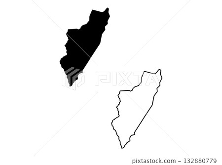 Solid black and outline map showing the distinct geographical shape of Somalia on a white background Solid black and outline map showing the distinct geographical shape of Somalia on a white background 132880779