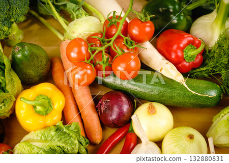 Many healthy colorful vegetables 132880831