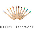 Fan of Multi-Colored Bamboo Toothbrushes Eco Dental Care Concept 132880871