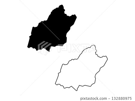 Bold black silhouette and exact outline depicting a unique rectangularly shaped geographic region against a white backdrop Bold black silhouette and exact outline depicting a unique rectangularly shaped geographic region against a white backdrop 132880975