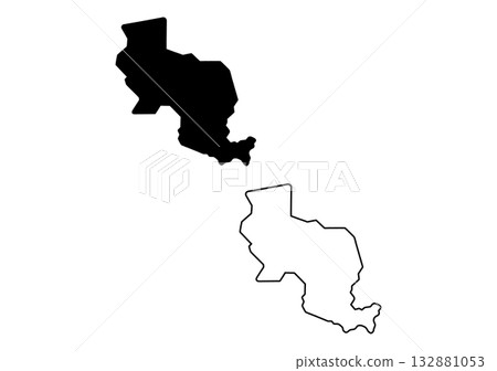 Black silhouette and outline of the Kingdom of Bhutan map on a white background Black silhouette and outline of the Kingdom of Bhutan map on a white background 132881053