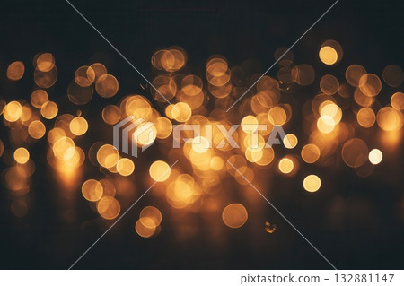 Golden Bokeh Lights on Dark Background Festive Sparkle Golden Bokeh Lights on Dark Background Festive Sparkle 132881147
