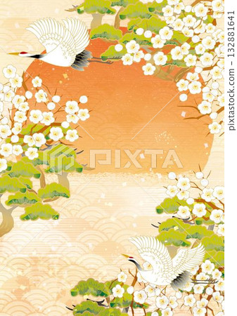 新年主題精緻日式圖案背景素材 132881641