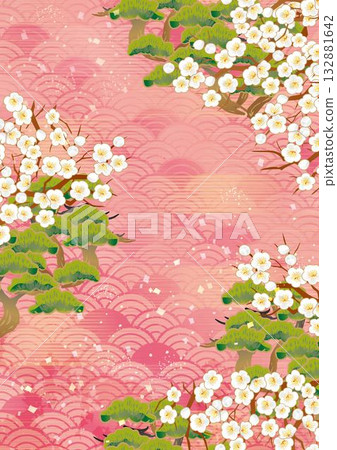 New Year's material Beautiful Japanese pattern background material 132881642