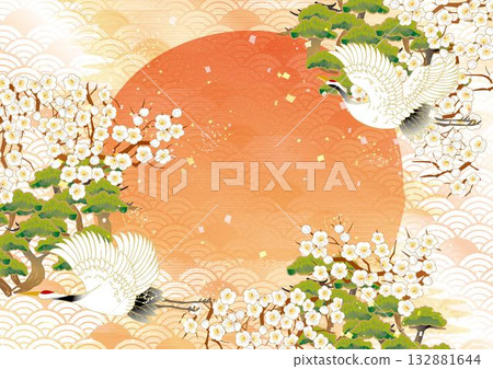 新年主題精緻日式圖案背景素材 新年主題精緻日式圖案背景素材 132881644