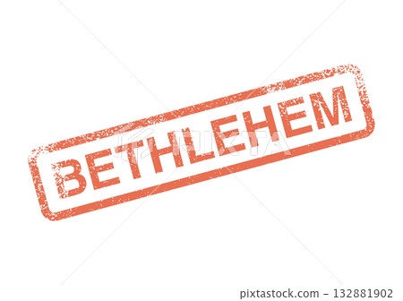 Bethlehem city name in a textured red rubber stamp impression for travel inspiration Bethlehem city name in a textured red rubber stamp impression for travel inspiration 132881902