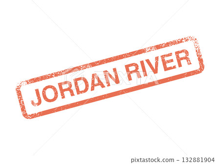 Authentic aged red ink stamp highlighting the renowned Jordan Rivers historical location 132881904