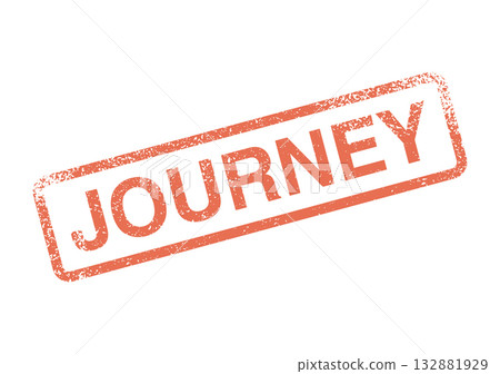 Motivational red distressed rubber stamp symbolizing a personal or collective journey forward 132881929
