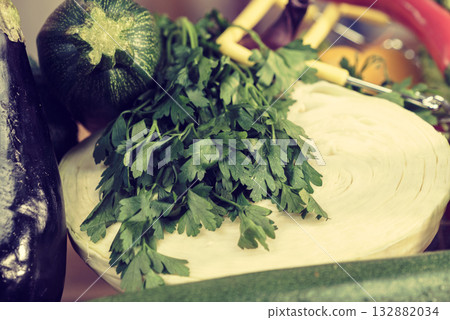 Many healthy colorful vegetables 132882034