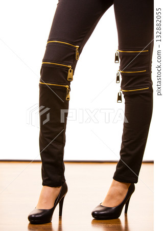 Black jeans with high heels Black jeans with high heels 132882055