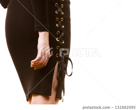 Unrecognizable woman wearing black dress Unrecognizable woman wearing black dress 132882095